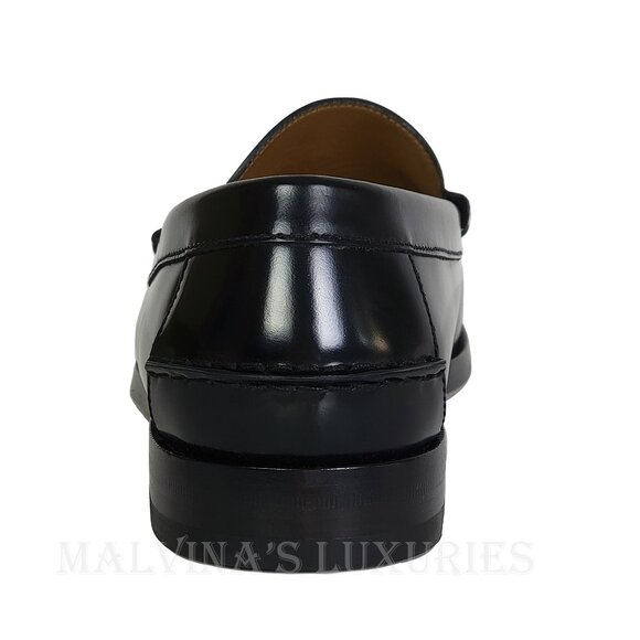 GUCCI SHOES MENS LOAFERS WEB BIT-STRAP G LOGO BLACK LEATHER sz 12.5 US 13 - Picture 9 of 15